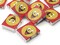 15 20mm Red and Yellow Beads Wooden Rectangle Happy Face Beads - Two Hole Emoji Beads